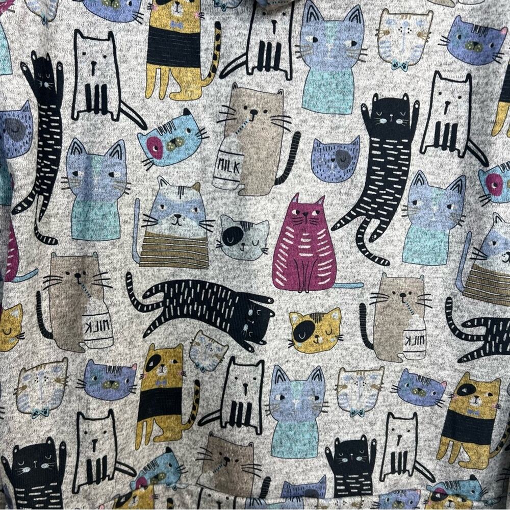 LA Soul NWOT Cute Novelty Cat Gray Hoodie Sweatshirt Size Small - Picture 10 of 13